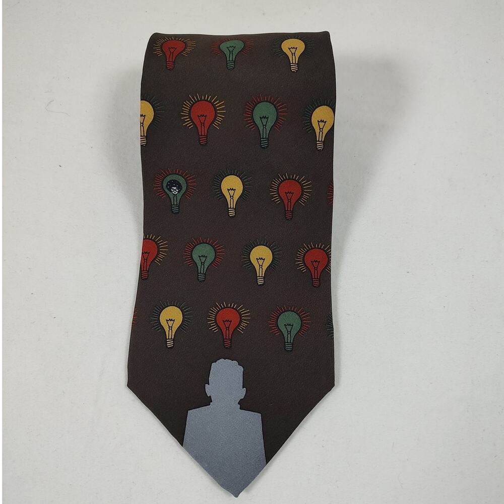 Vintage Vicky Davis "Bright Ideas" Tie, 100% Silk Novelty Tie Lightbulb Design